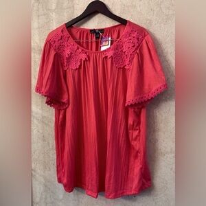 80 Park By Design Short Flounce Sleeve Scoop Neck